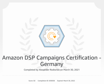 Amazon DSP Campaigns Zertifikat