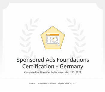 Amazon Sponsored Ads Foundations Zertifikat